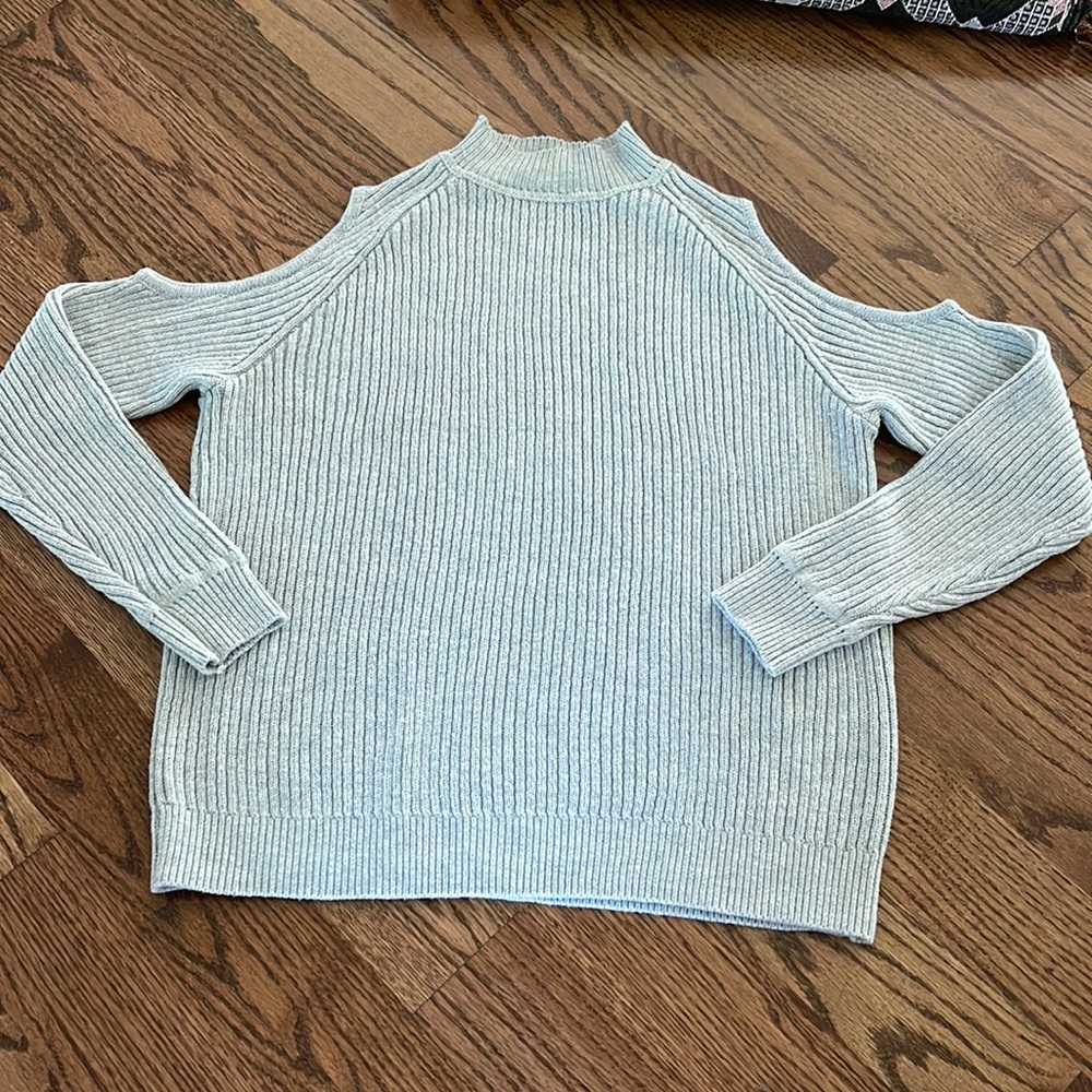H&M Cold Shoulder High Neck Gray Sweater